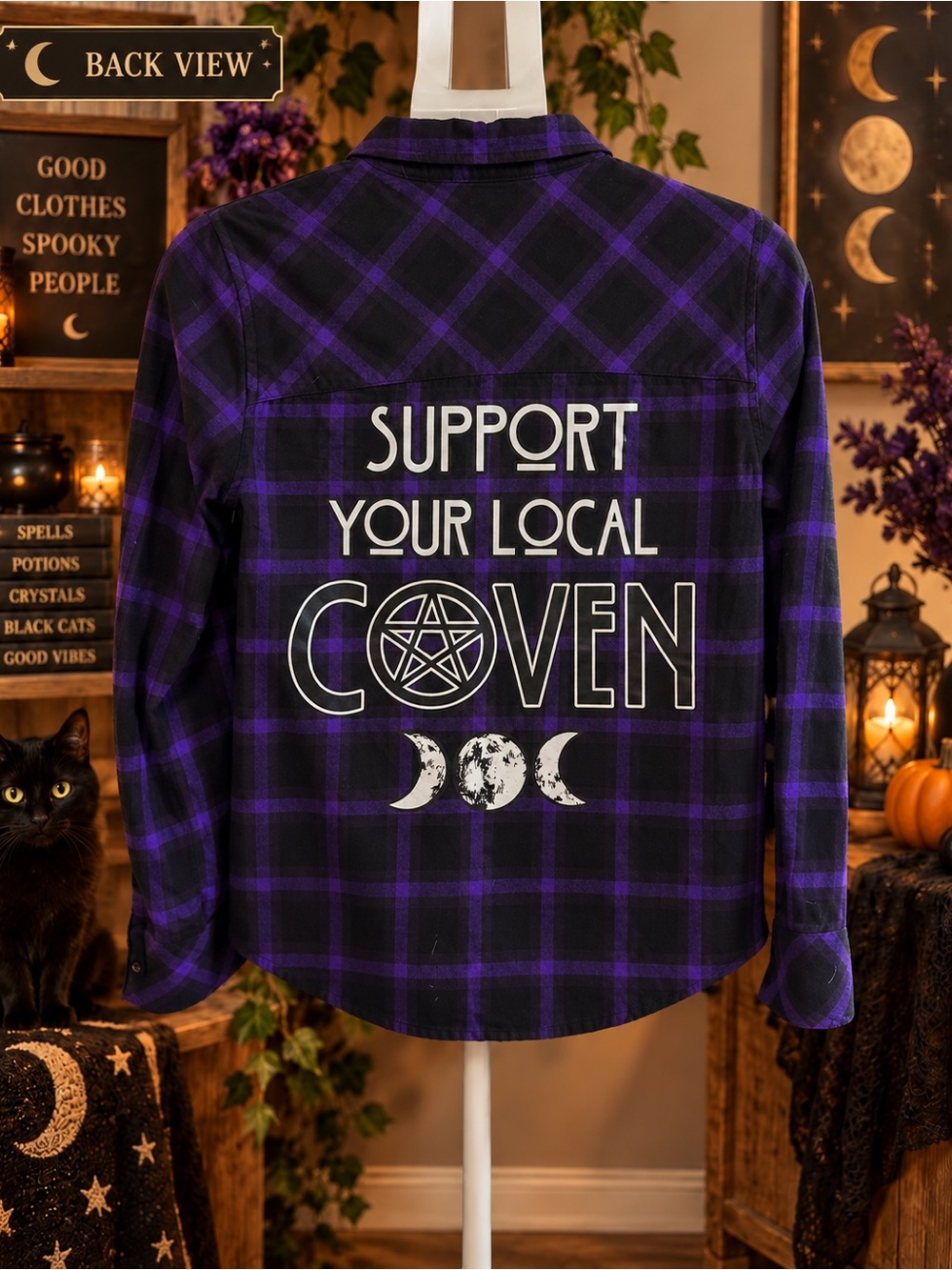 Spirit - Support Your Local Coven Purple Plaid Flannel